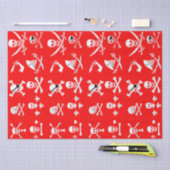 RED PIRATE BANNERS SKULL, CROSSED BOTTEN, SWOREN TISSUEPAPIER (Craft)