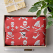 RED PIRATE BANNERS SKULL, CROSSED BOTTEN, SWOREN TISSUEPAPIER (Geschenk)