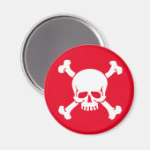 Red Pirate Jolly Rodger, Skull en Crossbones Magneet (Voorkant / Achterkant)