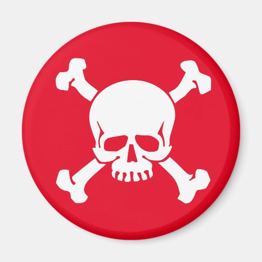 Red Pirate Jolly Rodger, Skull en Crossbones Magneet (Voorkant)