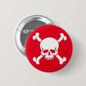 Red Pirate Skull en Crossbones Ronde Button 5,7 Cm (Voorkant /achterkant)