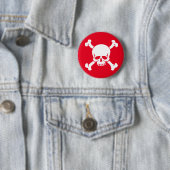 Red Pirate Skull en Crossbones Ronde Button 5,7 Cm (In situ)