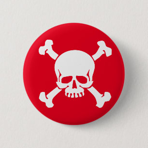 Red Pirate Skull en Crossbones Ronde Button 5,7 Cm