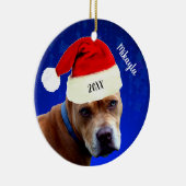 Red Pit Bull met Kerstmis met kerstmis Keramisch Ornament (Rechts)