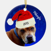 Red Pit Bull met Kerstmis met kerstmis Keramisch Ornament (Voorkant)