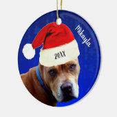 Red Pit Bull met Kerstmis met kerstmis Keramisch Ornament (Links)