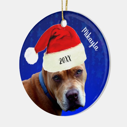 Red Pit Bull met Kerstmis met kerstmis Keramisch Ornament (Links)