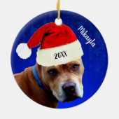 Red Pit Bull met Kerstmis met kerstmis Keramisch Ornament (Achterkant)