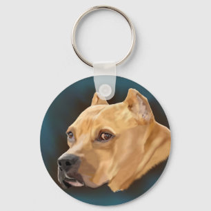 Red Pitbull Dog Sleutelhanger