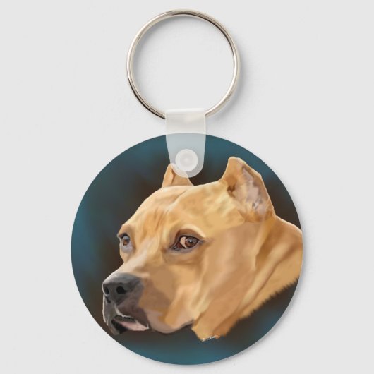 Red Pitbull Dog Sleutelhanger (Voorkant)