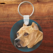 Red Pitbull Dog Sleutelhanger (Voorkant)