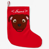 Red Pitbull Face Kleine Kerstsok (Voorkant)