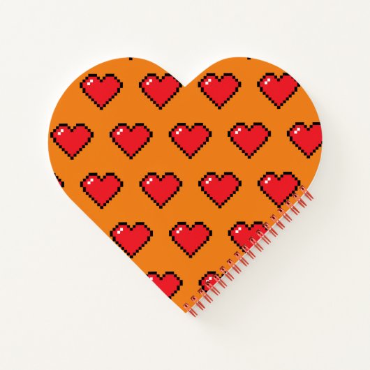 Red Pixel Heart Pattern Notitieboek (Achterkant)