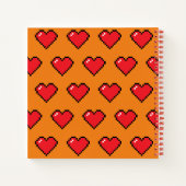 Red Pixel Heart Pattern Notitieboek (Achterkant)