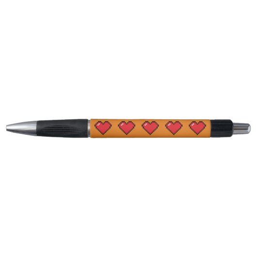 Red Pixel Heart Pattern Pen (Voorkant)
