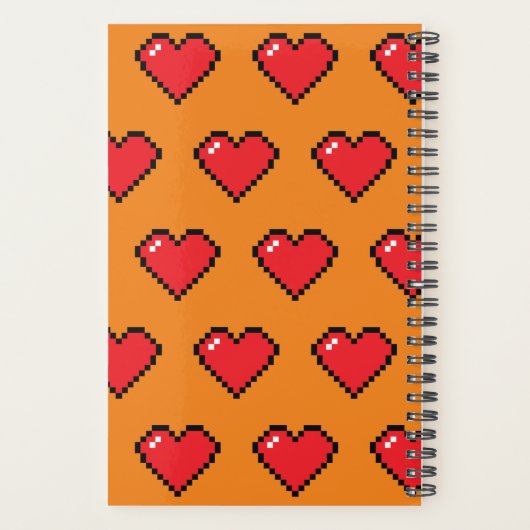 Red Pixel Heart Pattern Planner (Achterkant)