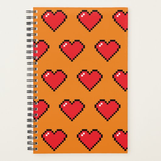 Red Pixel Heart Pattern Planner (Voorkant)