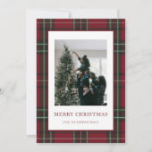 Red Plaid 1 foto kerst Kaart (Voorkant)