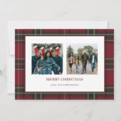 Red Plaid 2 foto kerst Kaart (Voorkant)