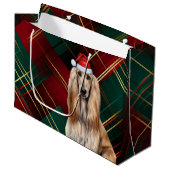 Red Plaid Afghan Hound Dog Lover Holiday Groot Cadeauzakje (Voorkant Gekanteld)