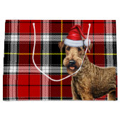 Red Plaid Airedale Terrier Hond Vakantie Groot Cadeauzakje (Voorkant)