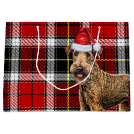 Red Plaid Airedale Terrier Hond Vakantie Groot Cadeauzakje