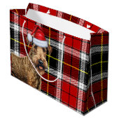 Red Plaid Airedale Terrier Hond Vakantie Groot Cadeauzakje (Achterkant Gekanteld)