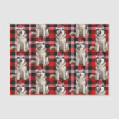 Red Plaid Alaskan Malamute Dog Kerstvakantie Tissuepapier (Voorkant)