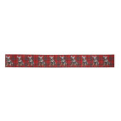 Red Plaid and Doberman Pinscher Dog Christmas Satijnen Lint (Voorkant)
