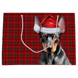 Red Plaid and Doberman Pinscher Dog Lover Holiday Groot Cadeauzakje