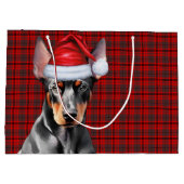 Red Plaid and Doberman Pinscher Dog Lover Holiday Groot Cadeauzakje (Achterkant)