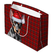 Red Plaid and Doberman Pinscher Dog Lover Holiday Groot Cadeauzakje (Achterkant Gekanteld)