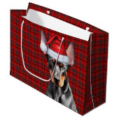 Red Plaid and Doberman Pinscher Dog Lover Holiday Groot Cadeauzakje (Voorkant Gekanteld)
