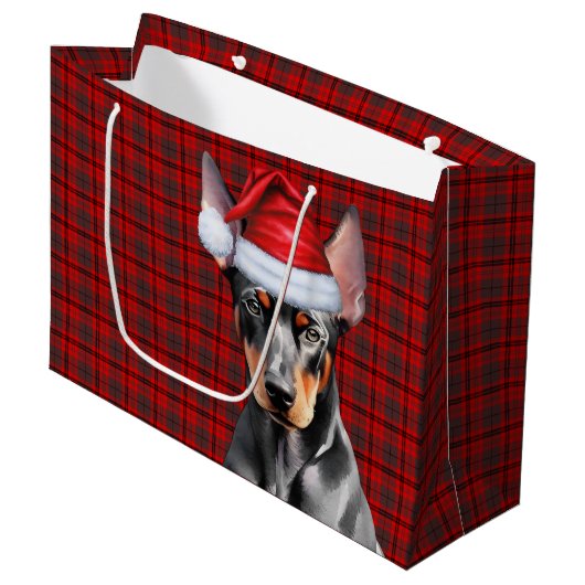 Red Plaid and Doberman Pinscher Dog Lover Holiday Groot Cadeauzakje (Voorkant Gekanteld)
