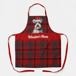 Red Plaid and Schnauzer Dog Christmas Schort