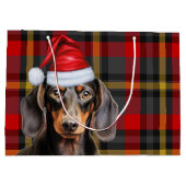 Red Plaid and Smooth Dachshund Dog Lover Holiday Groot Cadeauzakje (Achterkant)