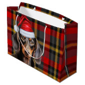 Red Plaid and Smooth Dachshund Dog Lover Holiday Groot Cadeauzakje (Achterkant Gekanteld)