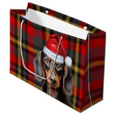 Red Plaid and Smooth Dachshund Dog Lover Holiday Groot Cadeauzakje (Voorkant Gekanteld)