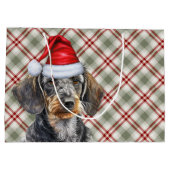Red Plaid and Wirehair Dachshund Dog Lover Holiday Groot Cadeauzakje (Achterkant)