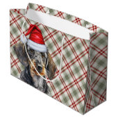 Red Plaid and Wirehair Dachshund Dog Lover Holiday Groot Cadeauzakje (Achterkant Gekanteld)