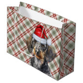 Red Plaid and Wirehair Dachshund Dog Lover Holiday Groot Cadeauzakje (Voorkant Gekanteld)