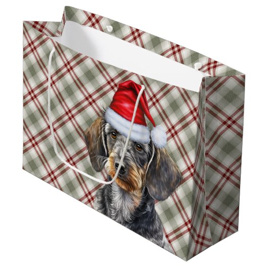 Red Plaid and Wirehair Dachshund Dog Lover Holiday Groot Cadeauzakje