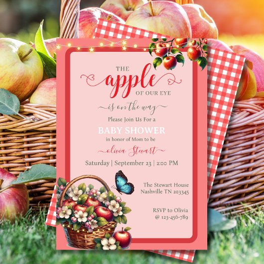 Red Plaid Apple van mijn oog babyshower uitnodigin Kaart