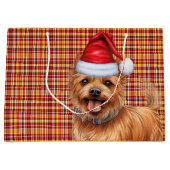 Red Plaid Australische Terriër Hond Vakantie Groot Cadeauzakje (Voorkant)