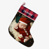 Red Plaid Baby's eerste kerst 1 foto Grote Kerstsok (Voorkant (Hangend))