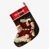 Red Plaid Baby's eerste kerst 1 foto Grote Kerstsok (Achterkant (Hangend))