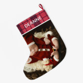 Red Plaid Baby's eerste kerst 1 foto Grote Kerstsok (Achterkant (Hangend))
