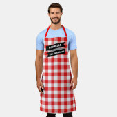 Red Plaid BBQ Schort (Gedragen)