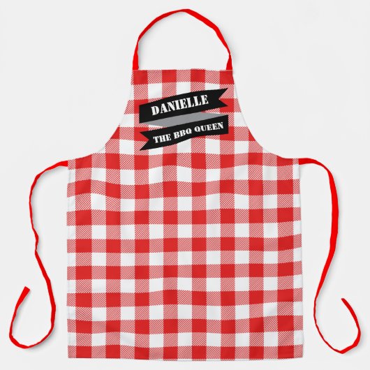 Red Plaid BBQ Schort (Voorkant)