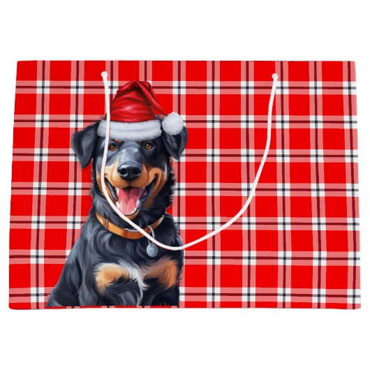Red Plaid Beauceron Hondenliefhebber Vakantie Groot Cadeauzakje (Voorkant)